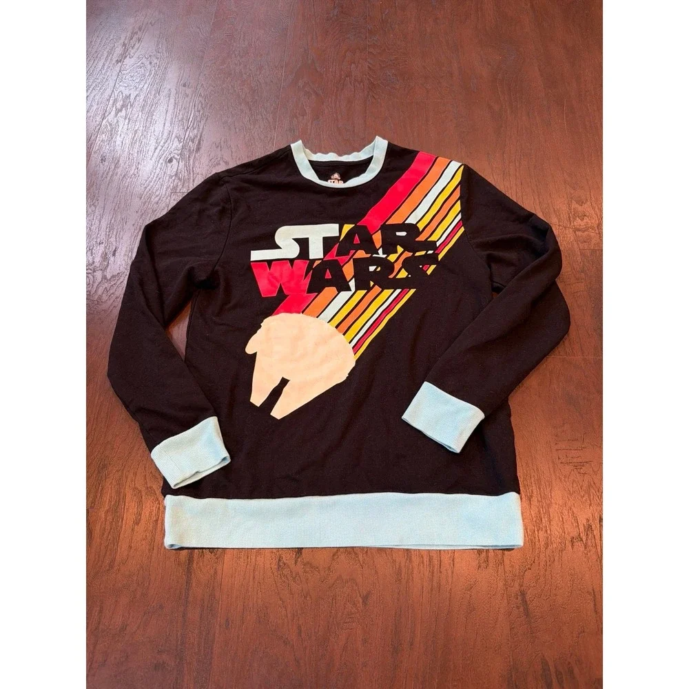 Star Wars Millennium Falcon‎ Retro Stripe Sweatshirt Size M Black Crewneck